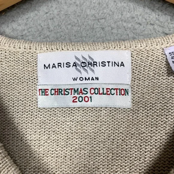 Marisa Christina Cardigan Plus 2X Tan Christmas Collection 2001 Dog Print Linen - Picture 3 of 10